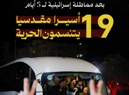بعد مماطلة الاحتلال.. 19 أسيرا مقدسيا يتنسمون الحرية