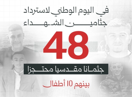 48 جثمانا مقدسيا محتجزا بينهم 10 أطفال