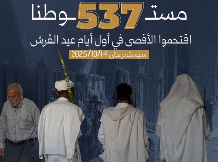 537 مستوطنا اقتحموا الأقصى في أول أيام عيد العُرش