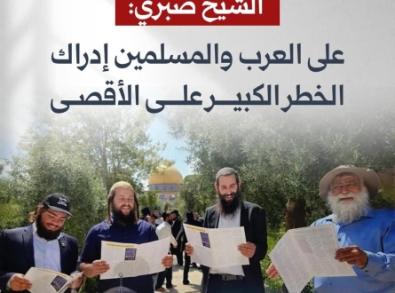الشيخ صبري: على العرب والمسلمين إدراك الخطر الكبير على الأقصى